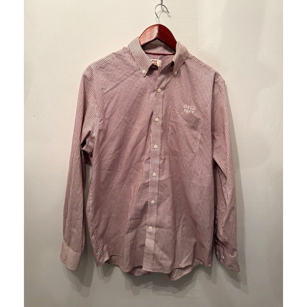 Cutter & Buck Mens S Red White Check Long Sleeve Button-Down Chico State